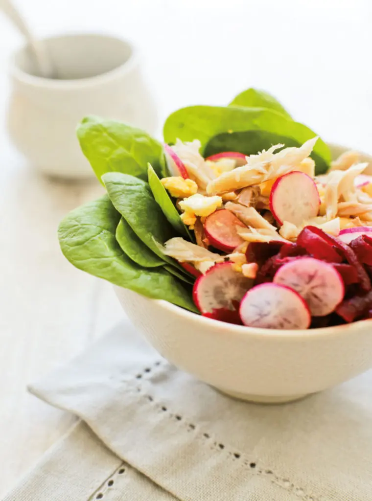 Salade maquereau fumé & épinard frais