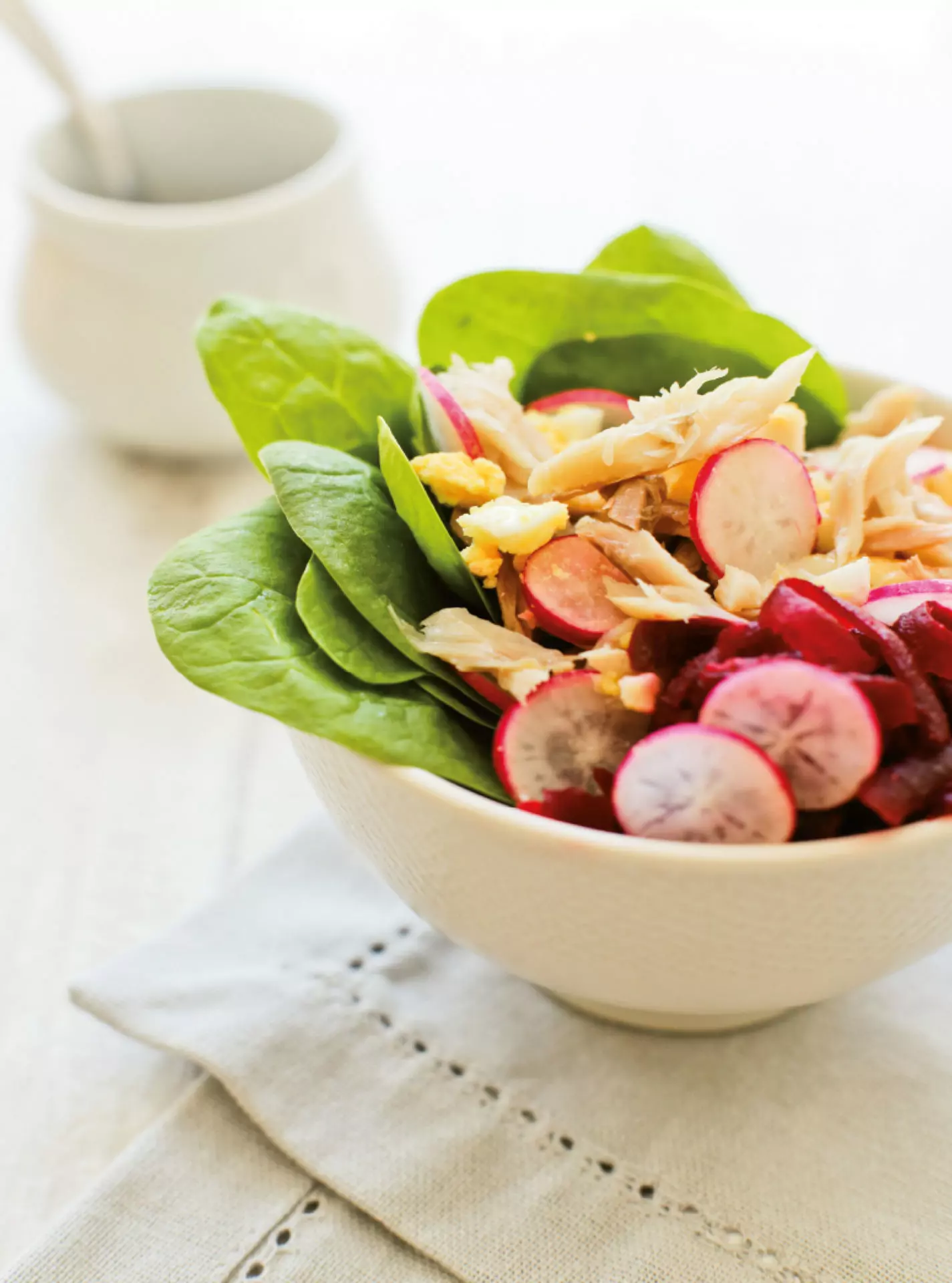 Salade maquereau fumé & épinard frais