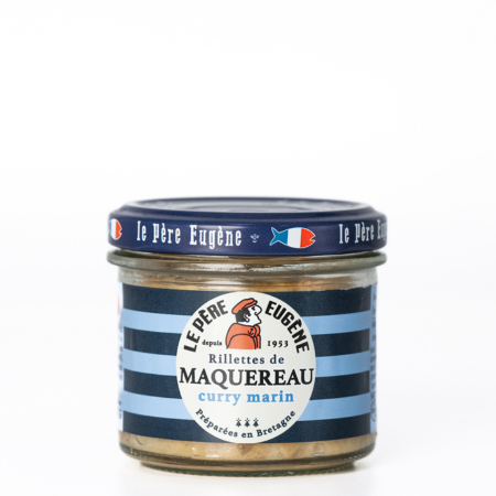 rillette de maquereau au curry marin du Père Eugène préparée en Bretagne 90G