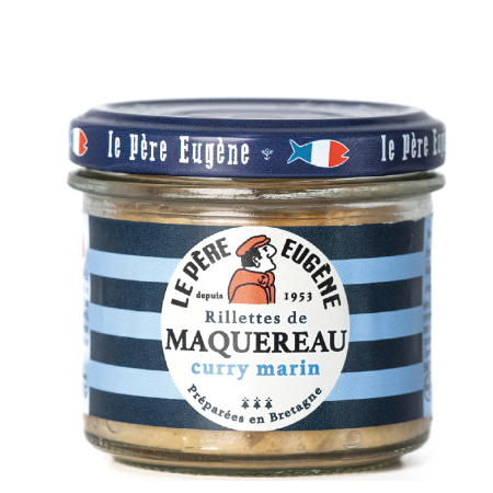 rillette de maquereau au curry marin du Père Eugène préparée en Bretagne 90G
